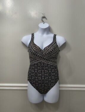 Miraclesuit Incan Escape Treasure Criss Cross One-Piece Swimsuit Sz 12 Beach
